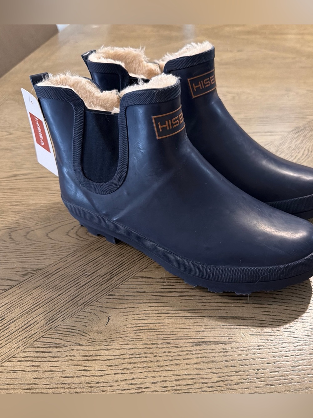 HISEA Women's Chelsea Rain Boots Fleece Lined Winter Waterproof Ankle Boots 11